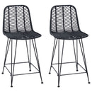 vidaXL Bárszék 2 pcs 44,5 x 54,5 x 97,5 cm Rattan és Vas
