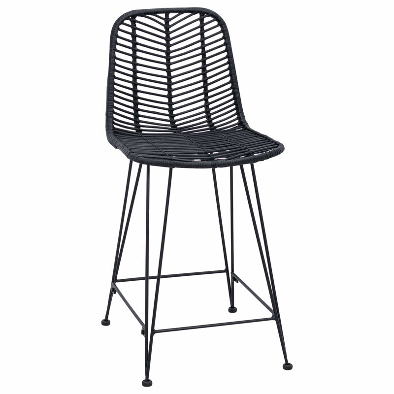 vidaXL Bárszék 2 pcs Fekete 44,5 x 54,5 x 97,5 cm Rattan és Vas