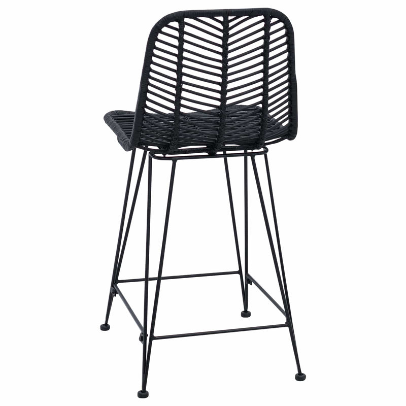 vidaXL Bárszék 2 pcs Fekete 44,5 x 54,5 x 97,5 cm Rattan és Vas