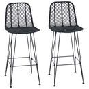 vidaXL Bárszék 2 pcs Fekete 44,5 x 53 x 111 cm Rattan és Vas