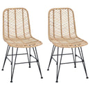 vidaXL Étkezőszék 2 pcs Rattan és Vas Természetes 44,5 x 54,5 x 85 cm