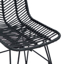 vidaXL Étkezőszék 2 pcs Rattan és Vas Fekete 44,5 x 54,5 x 85 cm