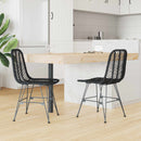 vidaXL Étkezőszék 2 pcs Rattan és Vas Fekete 44,5 x 54,5 x 85 cm