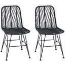 vidaXL Étkezőszék 2 pcs Rattan és Vas Fekete 44,5 x 54,5 x 85 cm