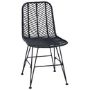 vidaXL Étkezőszék 2 pcs Rattan és Vas Fekete 44,5 x 54,5 x 85 cm
