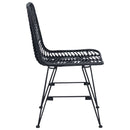 vidaXL Étkezőszék 2 pcs Rattan és Vas Fekete 44,5 x 54,5 x 85 cm