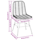 vidaXL Étkezőszék 2 pcs Rattan és Vas Fekete 44,5 x 54,5 x 85 cm
