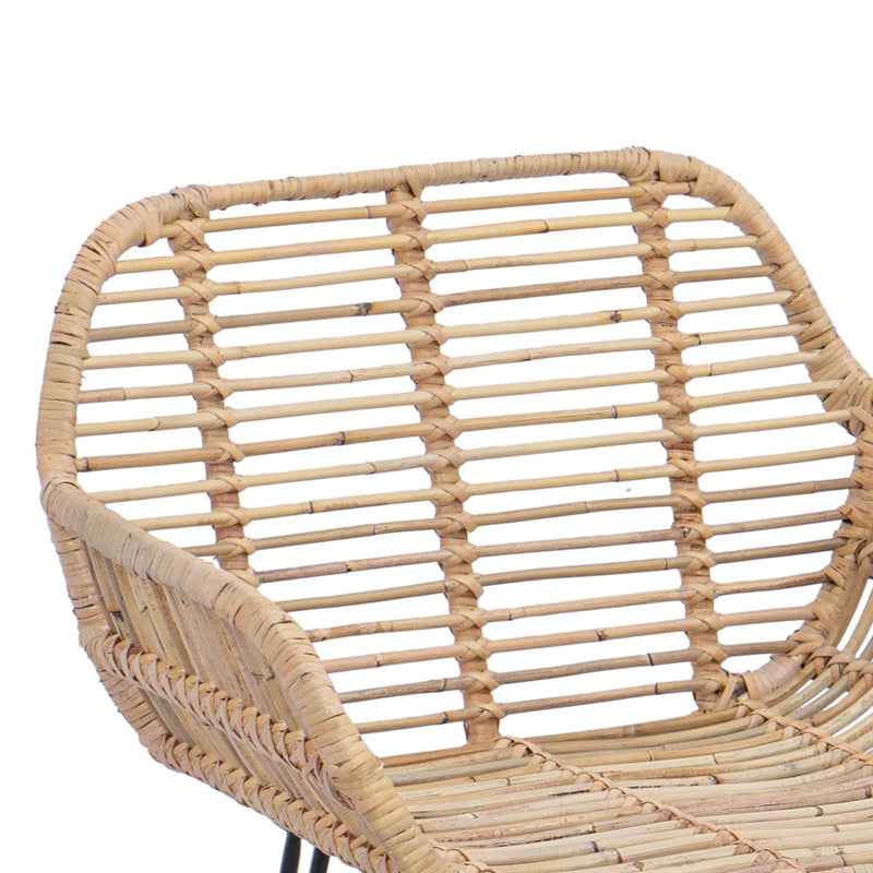 vidaXL Bárszék 2 pcs Természetes 55 x 52 x 92 cm Rattan és Vas