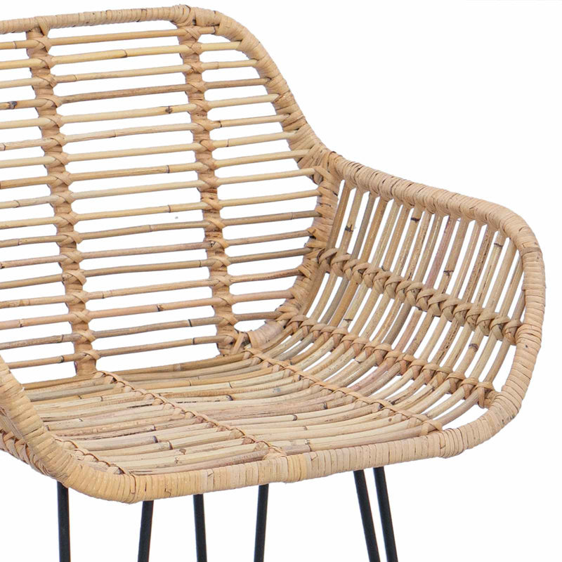 vidaXL Bárszék 2 pcs Természetes 55 x 52 x 92 cm Rattan és Vas