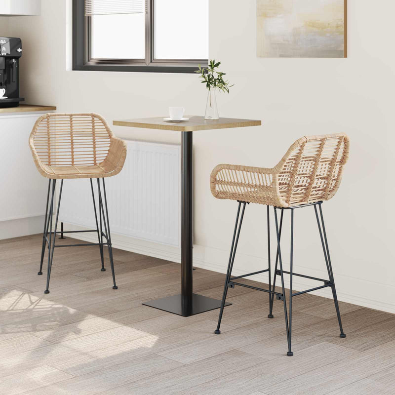 vidaXL Bárszék 2 pcs Természetes 55 x 52 x 92 cm Rattan és Vas