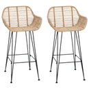 vidaXL Bárszék 2 pcs 55 x 52 x 92 cm Rattan és Vas