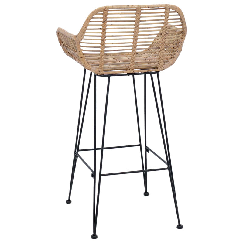 vidaXL Bárszék 2 pcs Természetes 55 x 52 x 92 cm Rattan és Vas