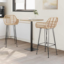 vidaXL Bárszék 2 pcs 55 x 52 x 105 cm Rattan és Vas