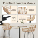 vidaXL Bárszék 2 pcs 55 x 52 x 105 cm Rattan és Vas