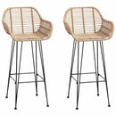 vidaXL Bárszék 2 pcs 55 x 52 x 105 cm Rattan és Vas