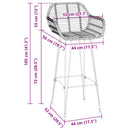 vidaXL Bárszék 2 pcs 55 x 52 x 105 cm Rattan és Vas