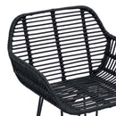 vidaXL Bárszék 2 pcs Fekete 55 x 52 x 92 cm Rattan és Vas