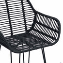 vidaXL Bárszék 2 pcs Fekete 55 x 52 x 92 cm Rattan és Vas