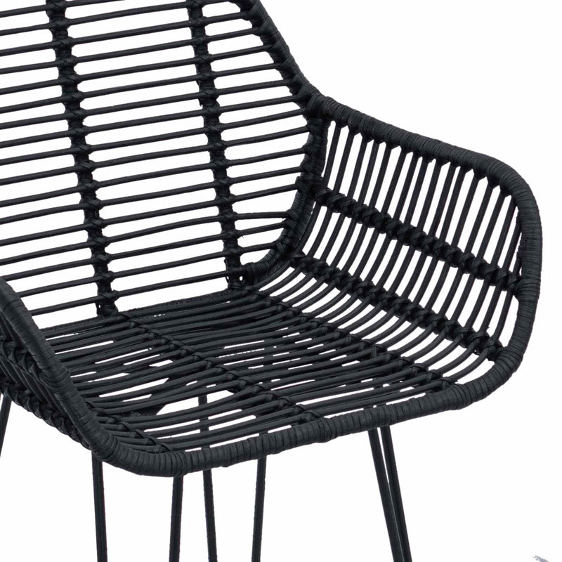 vidaXL Bárszék 2 pcs Fekete 55 x 52 x 92 cm Rattan és Vas