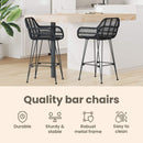 vidaXL Bárszék 2 pcs 55 x 52 x 92 cm Rattan és Vas