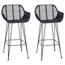vidaXL Bárszék 2 pcs Fekete 55 x 52 x 92 cm Rattan és Vas