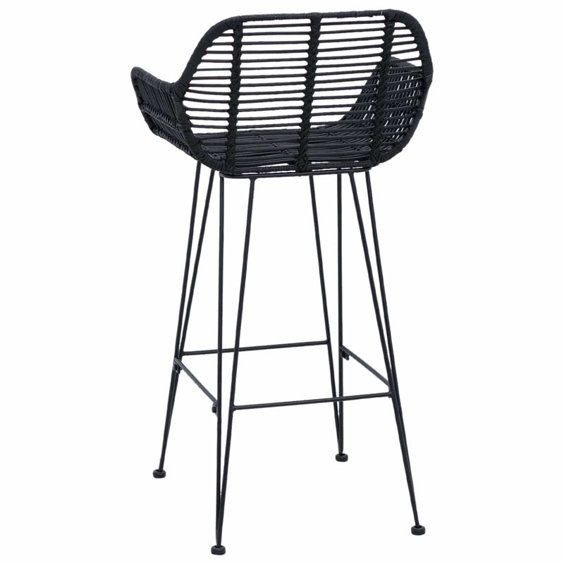 vidaXL Bárszék 2 pcs Fekete 55 x 52 x 92 cm Rattan és Vas
