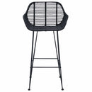 vidaXL Bárszék 2 pcs Fekete 55 x 52 x 92 cm Rattan és Vas