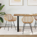 vidaXL Étkezőszék 2 pcs Rattan és Vas Természetes 55 x 50 x 74 cm