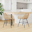 vidaXL Étkezőszék 2 pcs Rattan és Vas Természetes 55 x 50 x 74 cm