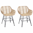 vidaXL Étkezőszék 2 pcs Rattan és Vas Természetes 55 x 50 x 74 cm