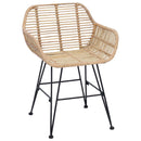 vidaXL Étkezőszék 2 pcs Rattan és Vas Természetes 55 x 50 x 74 cm