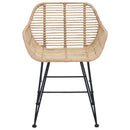 vidaXL Étkezőszék 2 pcs Rattan és Vas Természetes 55 x 50 x 74 cm