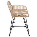 vidaXL Étkezőszék 2 pcs Rattan és Vas Természetes 55 x 50 x 74 cm