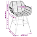 vidaXL Étkezőszék 2 pcs Rattan és Vas Természetes 55 x 50 x 74 cm