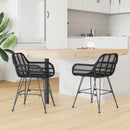 vidaXL Étkezőszék 2 pcs Rattan és Vas Fekete 55 x 50 x 74 cm