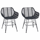 vidaXL Étkezőszék 2 pcs Rattan és Vas Fekete 55 x 50 x 74 cm