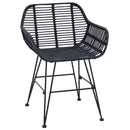 vidaXL Étkezőszék 2 pcs Rattan és Vas Fekete 55 x 50 x 74 cm