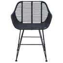 vidaXL Étkezőszék 2 pcs Rattan és Vas Fekete 55 x 50 x 74 cm
