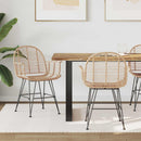 vidaXL Étkezőszék 2 pcs Rattan és Vas Természetes 57 x 55 x 85 cm