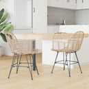 vidaXL Étkezőszék 2 pcs Rattan és Vas Természetes 57 x 55 x 85 cm