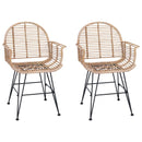 vidaXL Étkezőszék 2 pcs Rattan és Vas Természetes 57 x 55 x 85 cm