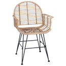 vidaXL Étkezőszék 2 pcs Rattan és Vas Természetes 57 x 55 x 85 cm