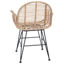 vidaXL Étkezőszék 2 pcs Rattan és Vas Természetes 57 x 55 x 85 cm