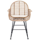 vidaXL Étkezőszék 2 pcs Rattan és Vas Természetes 57 x 55 x 85 cm