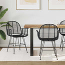 vidaXL Étkezőszék 2 pcs Rattan és Vas Fekete 57 x 55 x 85 cm