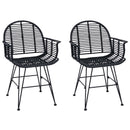 vidaXL Étkezőszék 2 pcs Rattan és Vas Fekete 57 x 55 x 85 cm
