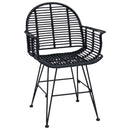 vidaXL Étkezőszék 2 pcs Rattan és Vas Fekete 57 x 55 x 85 cm