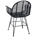 vidaXL Étkezőszék 2 pcs Rattan és Vas Fekete 57 x 55 x 85 cm