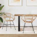 vidaXL Étkezőszék 2 pcs Rattan és Vas Természetes 54 x 65 x 82 cm