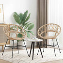 vidaXL Étkezőszék 2 pcs Rattan és Vas Természetes 54 x 65 x 82 cm